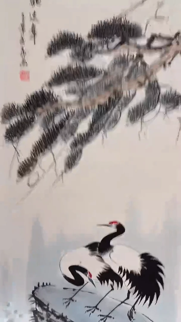 书法K7-18-7齐老师4.5平尺松鹤延年作品