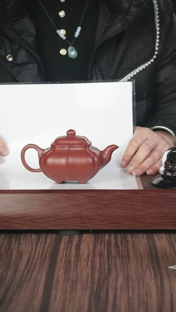 【闪购商品】紫砂茶壶筋纹  朱泥  四方传儒