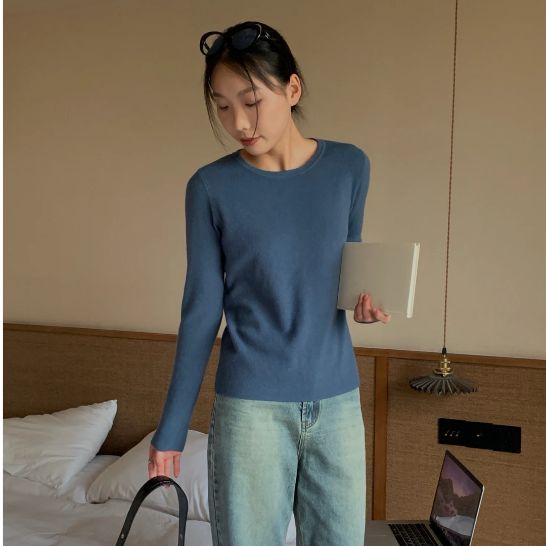 上衣打底衫毛衣长袖修身圆领秋冬春秋A23158