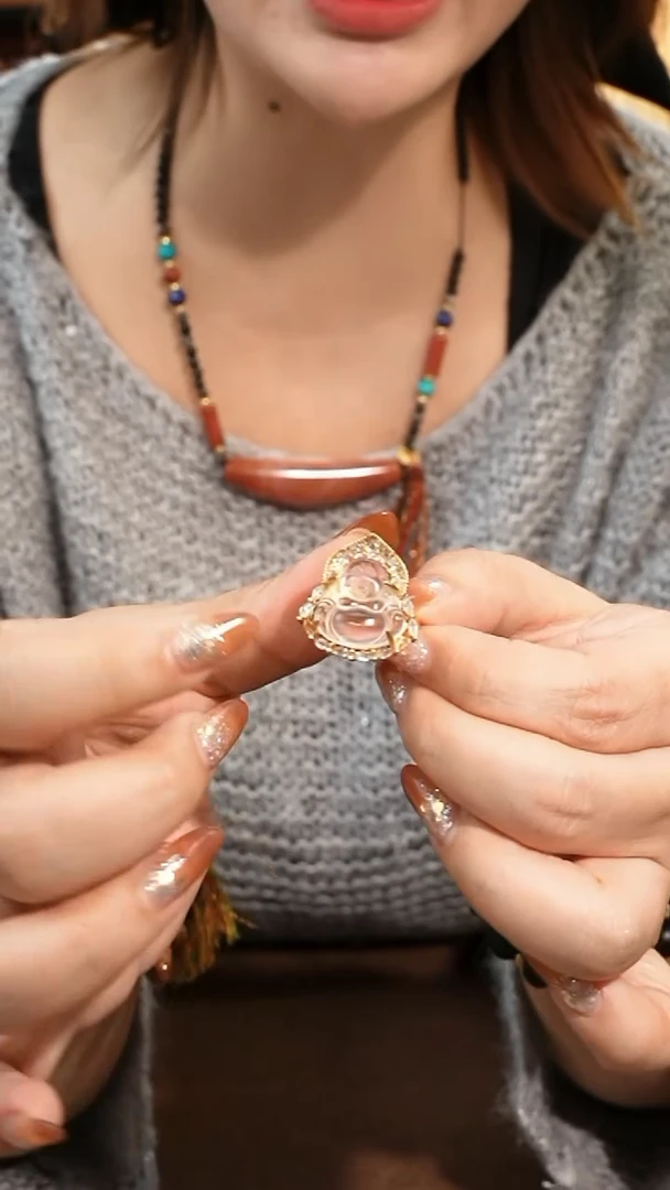 非金属珐琅玫瑰石佛公戒指