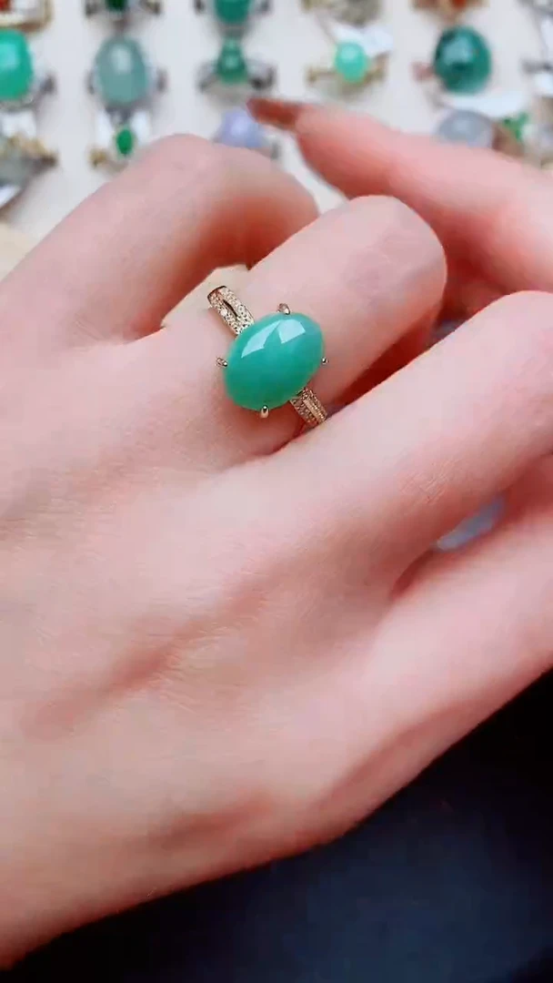 银S925镶嵌戒指翡翠...