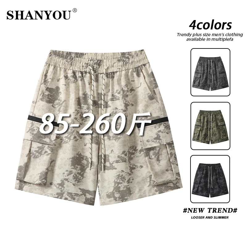 2025新款大码休闲短裤男士夏季薄款美式宽松迷彩工装五分裤运动裤