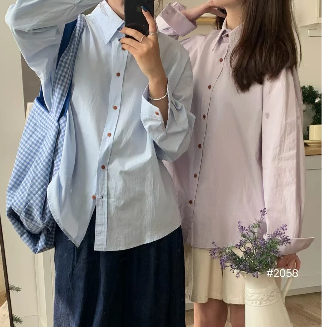 洗水鱼眼扣衬衣2058