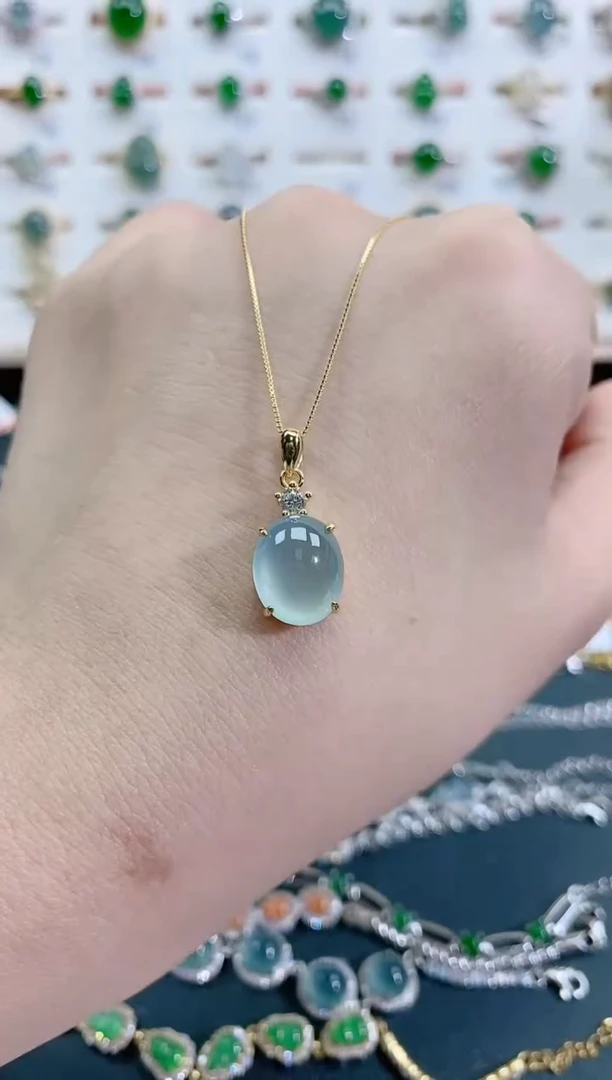 颈饰银S925镶嵌翡翠天然翡翠