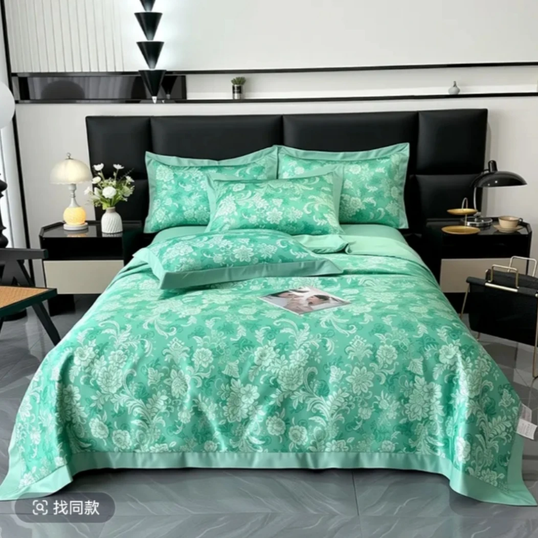 升级款8D数码印花凉感冰丝夏被四件套可机洗