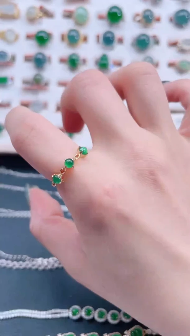 银S925镶嵌戒指翡翠天然翡翠