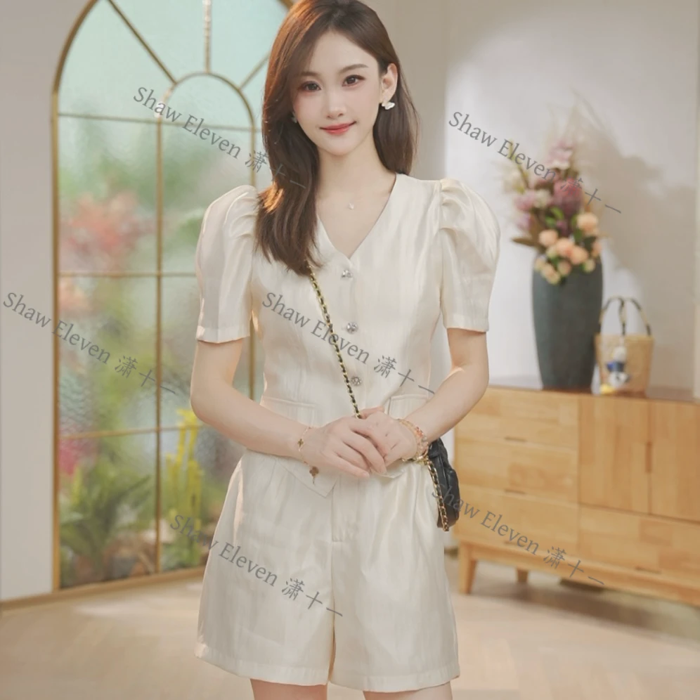 2025新款极简主义短袖衬衫女气质夏装套装小众2828