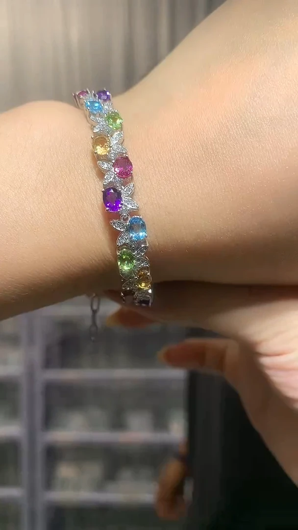 银S925镶嵌手链水晶【宝石世家严选】