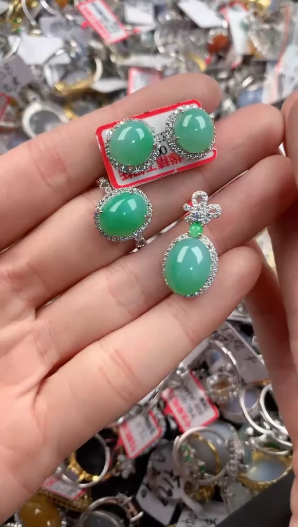 银S925镶嵌戒指翡翠555   3