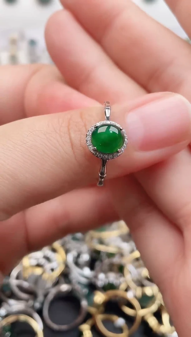 银S925镶嵌戒指翡翠1