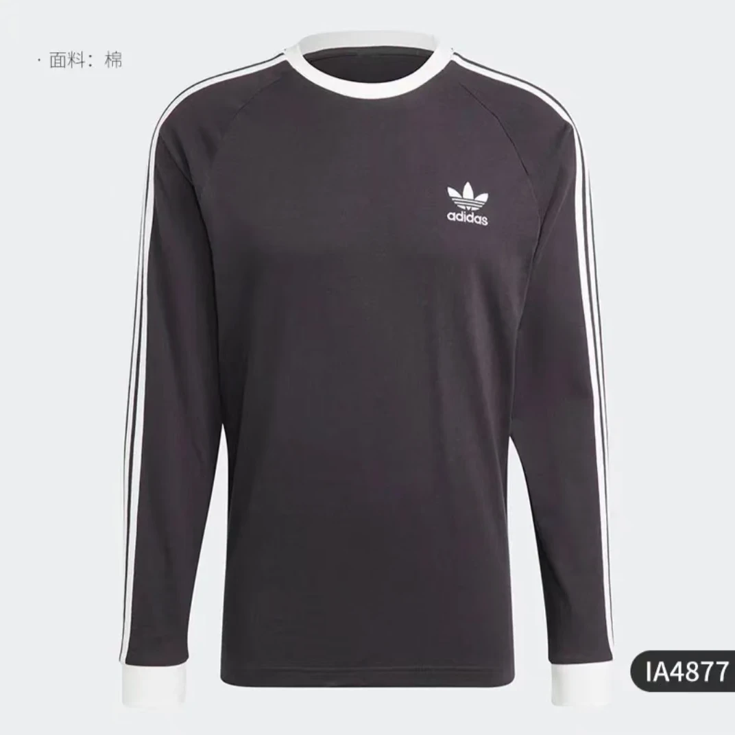 adidas三叶草2025新款男女情侣经典运动透气 长袖T恤IA4877