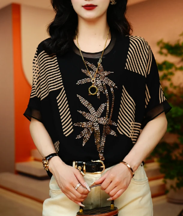 烫金竹叶-极简风减龄优雅轻奢时尚百搭气质上衣