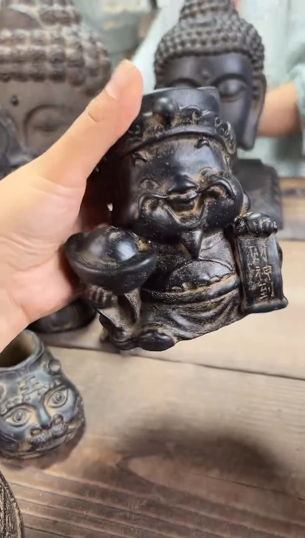 陶土【火山泥】财神到小摆件