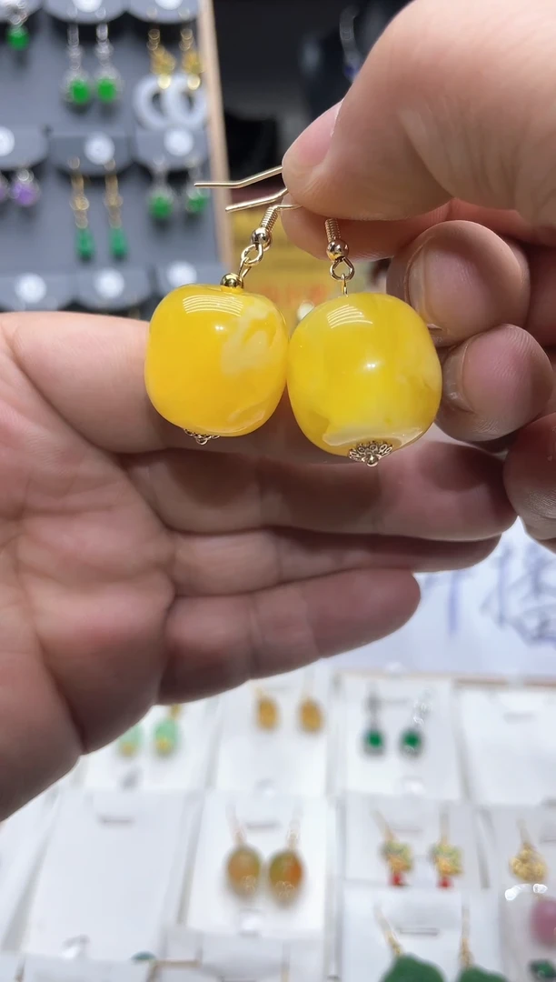 【闪购商品】蜜蜡耳饰14K金镶嵌时尚耳饰111