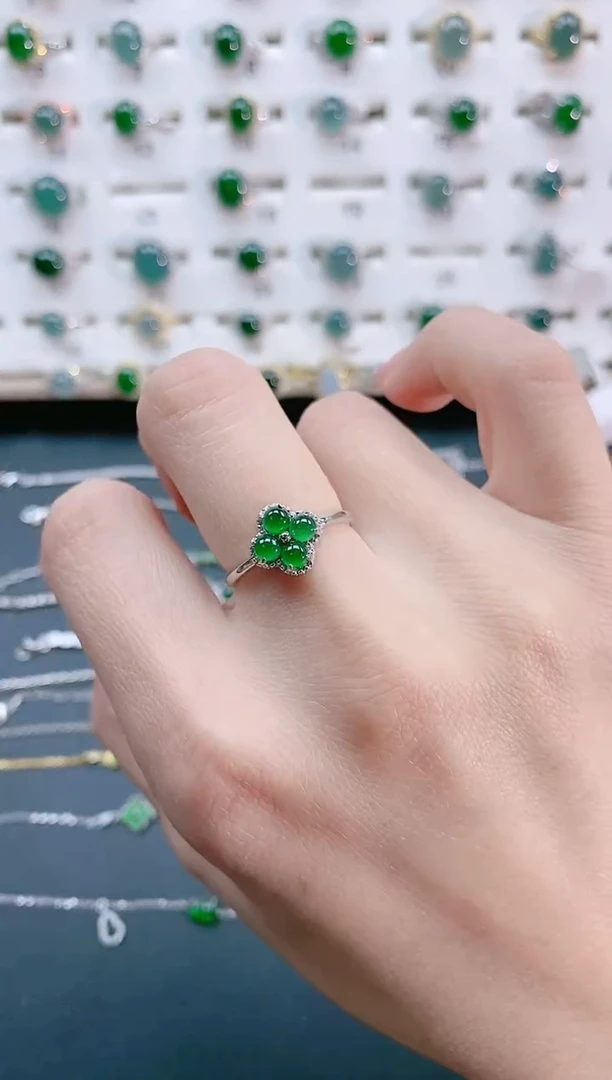 【闪购商品】翡翠戒指银S925镶嵌天然翡翠