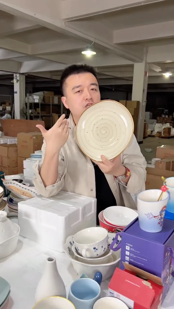 【闪购商品】Wwm10.3英寸釉下刷色欣艺椭圆盘