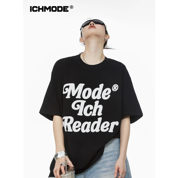 ICHMODE夏季流行短袖T恤女款圆领上衣美式白色休闲百搭复古小众