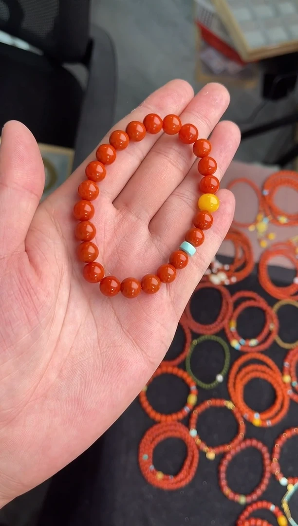 未镶嵌手串南红玛瑙南红单圈蜜蜡手串QF-A451（多样性发一）