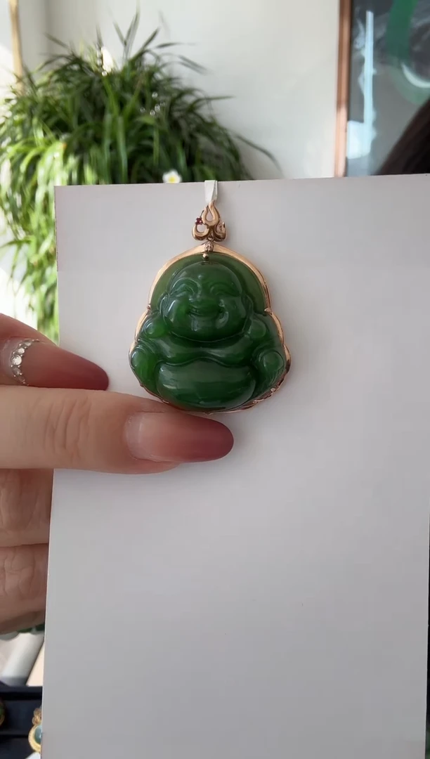 【闪购商品】和田玉Q18K金镶嵌佛公