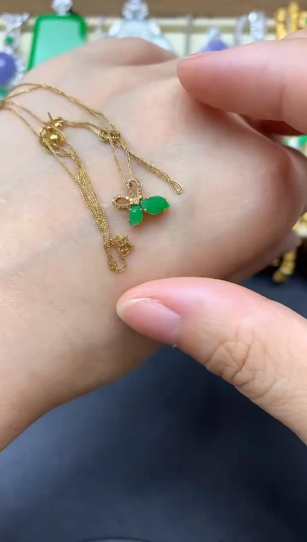 翡翠18K金镶嵌颈饰195-中国好珍宝