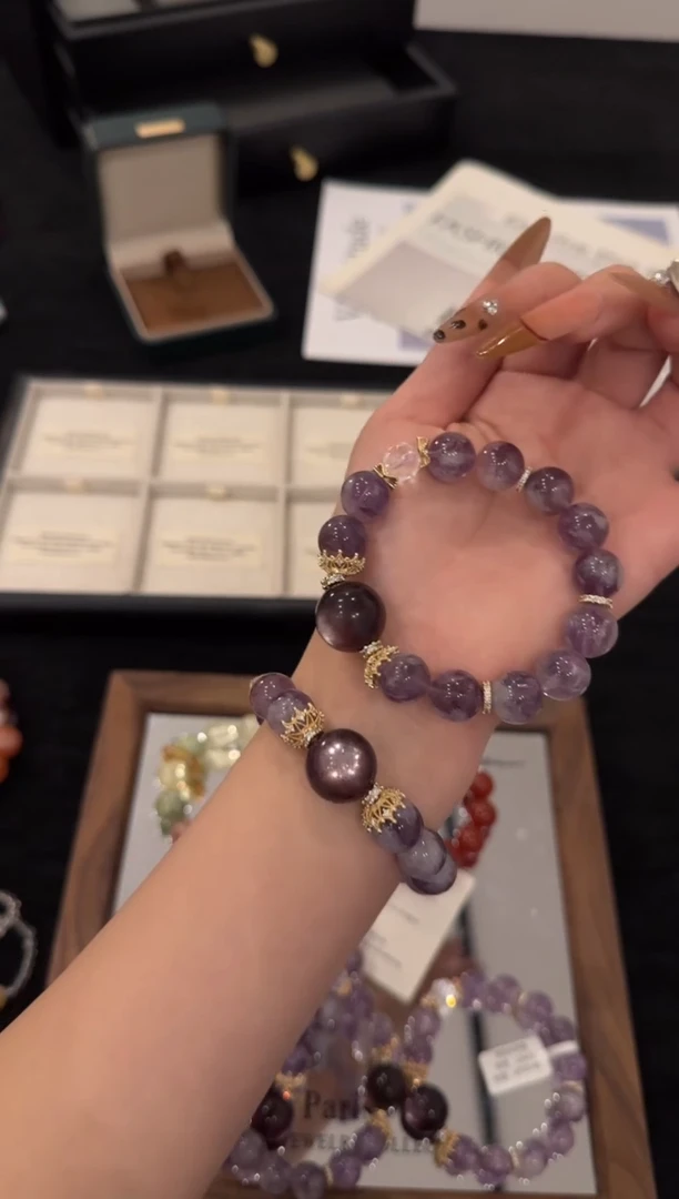 合金手链水晶紫兔毛x3464