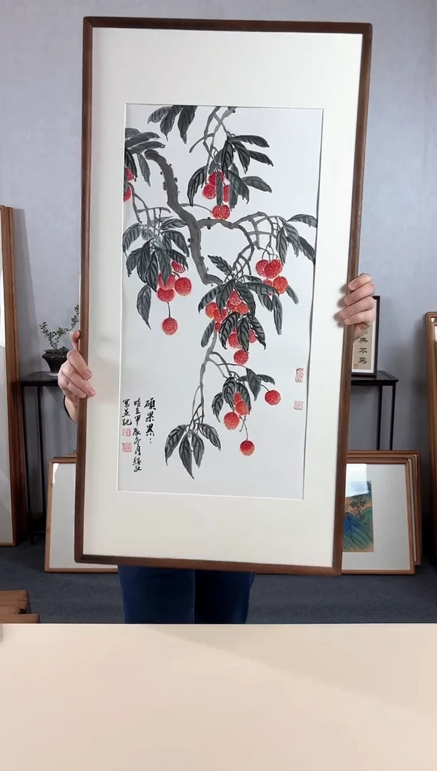 【闪购商品】国画手绘*大吉大利*47*92cm实木框