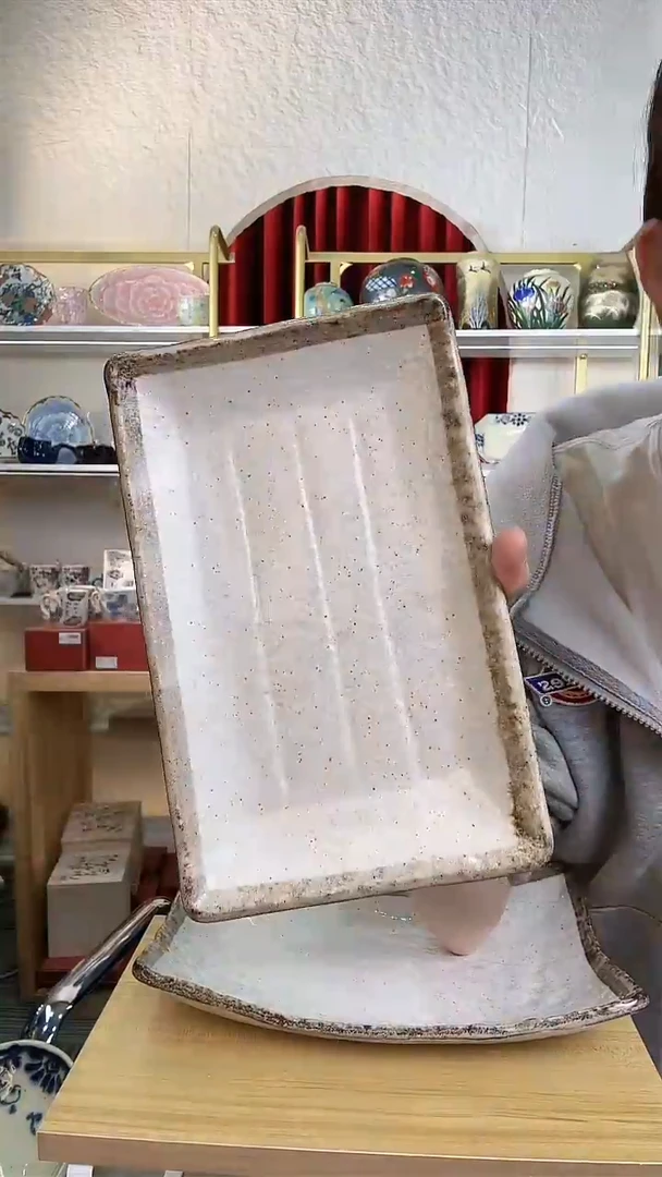 盘美浓烧白唐津长方形盘21cm