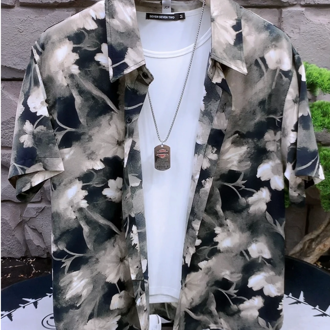 夏季男士潮流韩版休闲时尚百搭宽松薄款短袖男衬衣6800