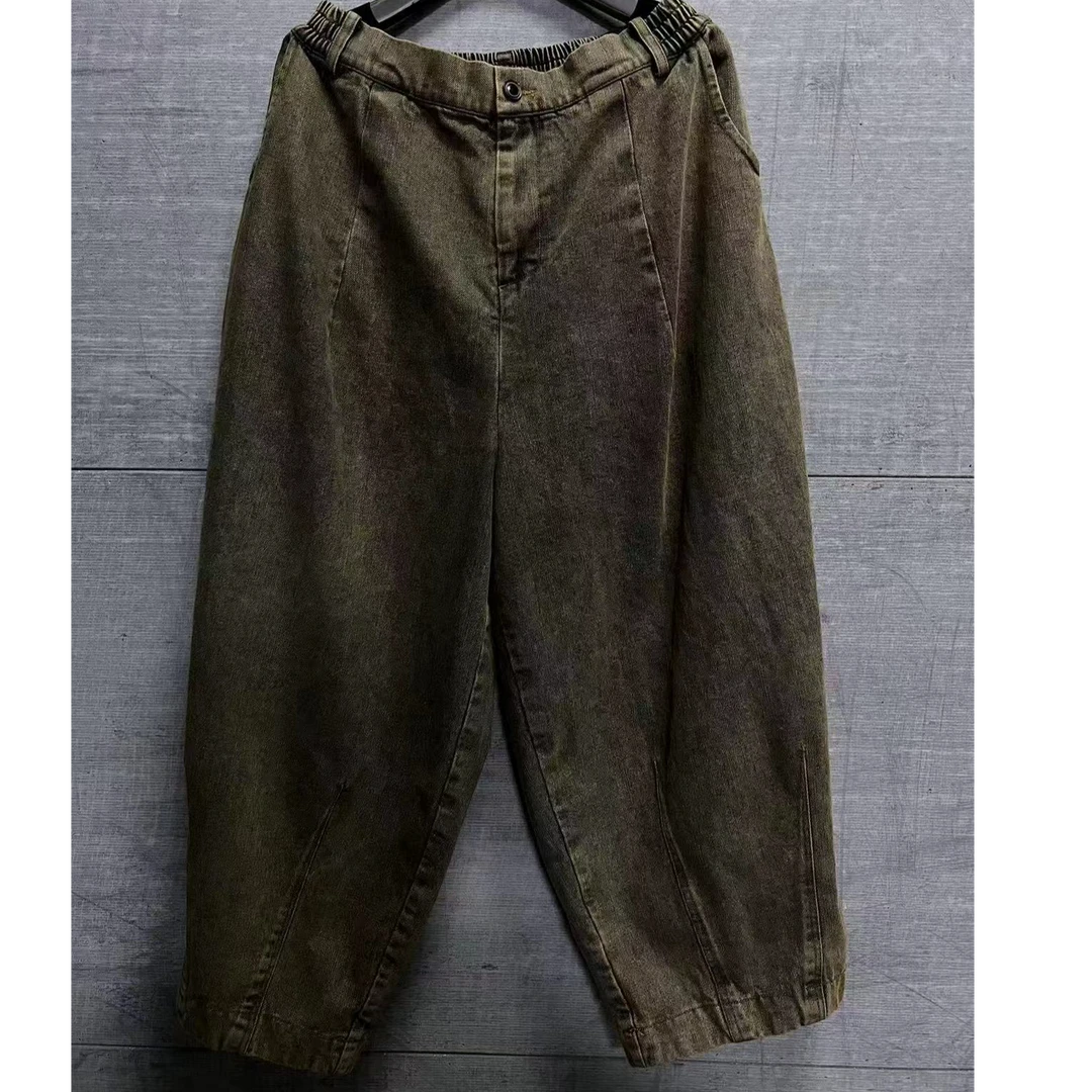 衣秋白351003直筒宽松复古薄款老爹八分裤子