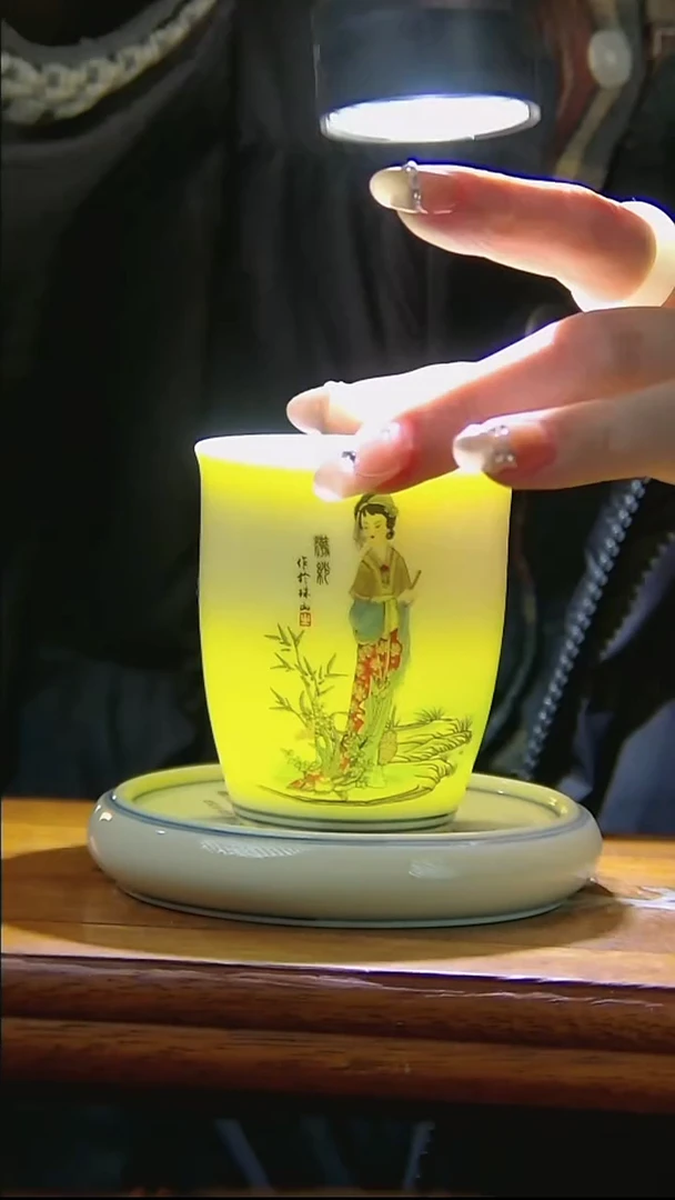 摆件陶西施杯子加杯垫