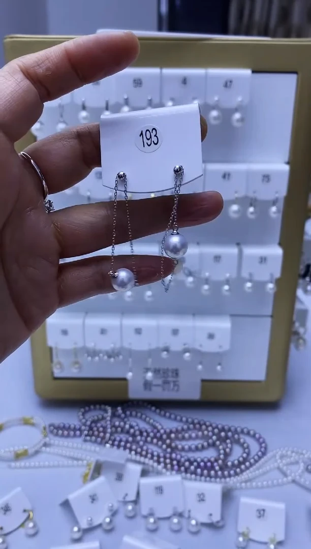 银S925镶嵌耳饰淡水珍珠193