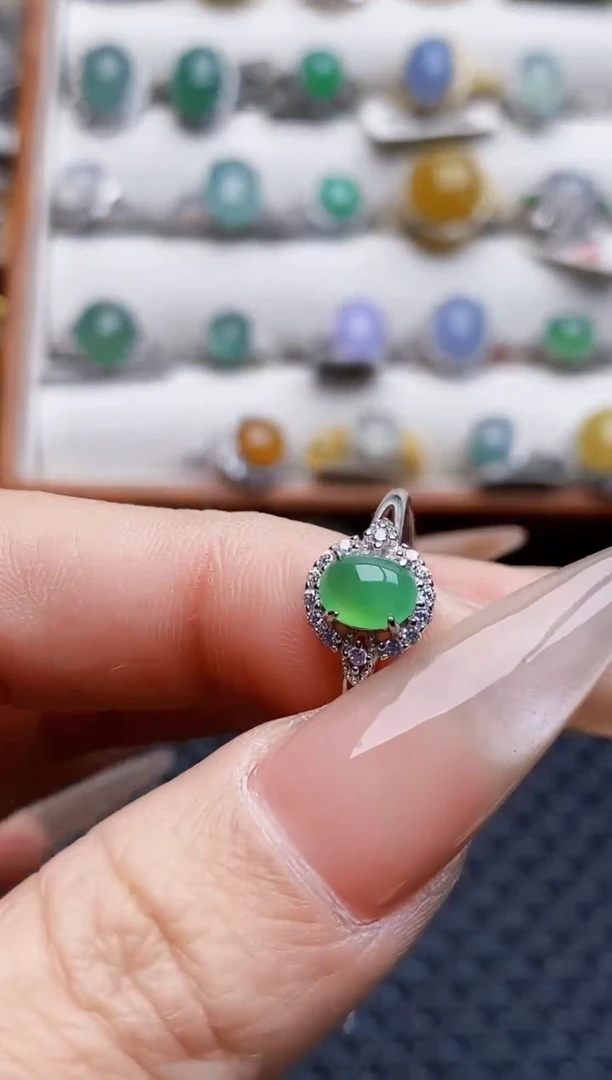 银S925镶嵌戒指翡翠2184