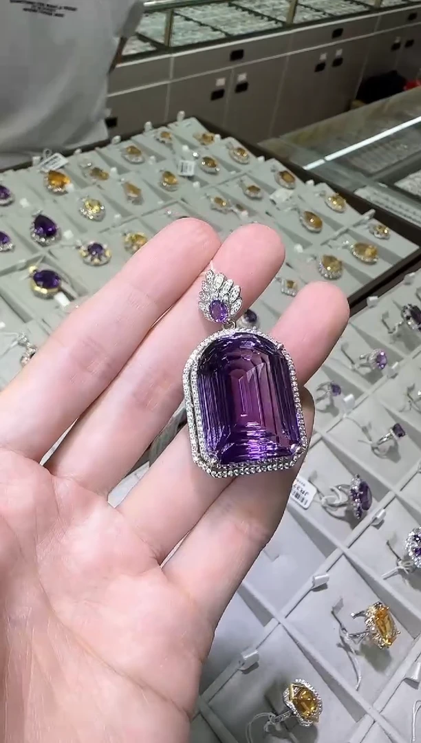 【闪购商品】紫晶颈饰银S925镶嵌20*34mm高级款