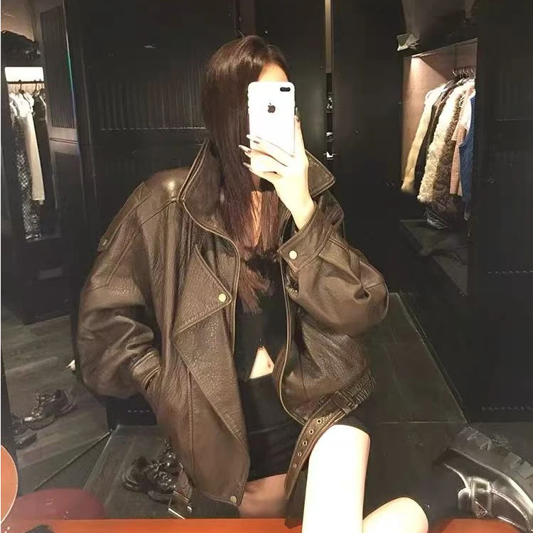 25036暮光之城 定制皮制高级复古感PU皮外套