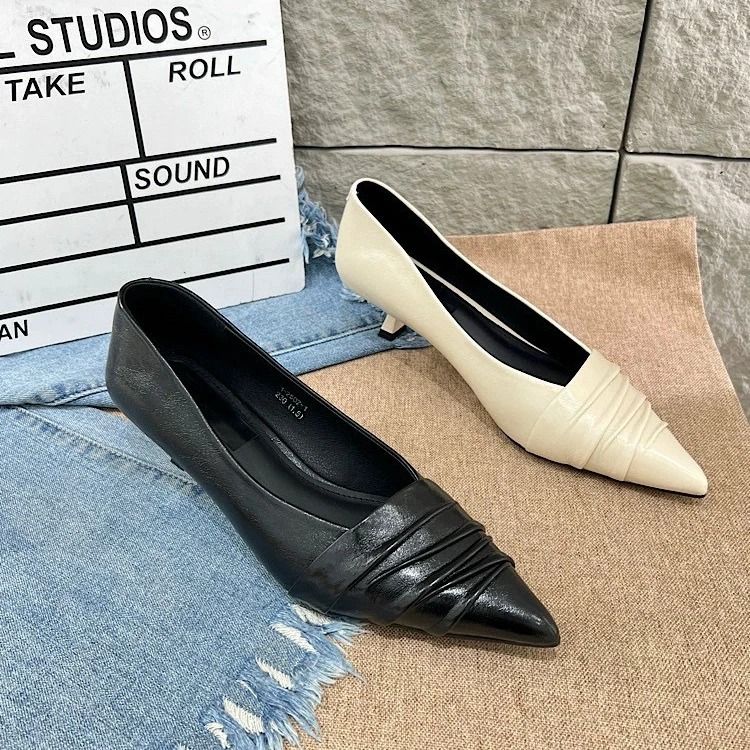 法式低跟尖头小众设计感气质单鞋女鞋子2025新款春夏季167-36