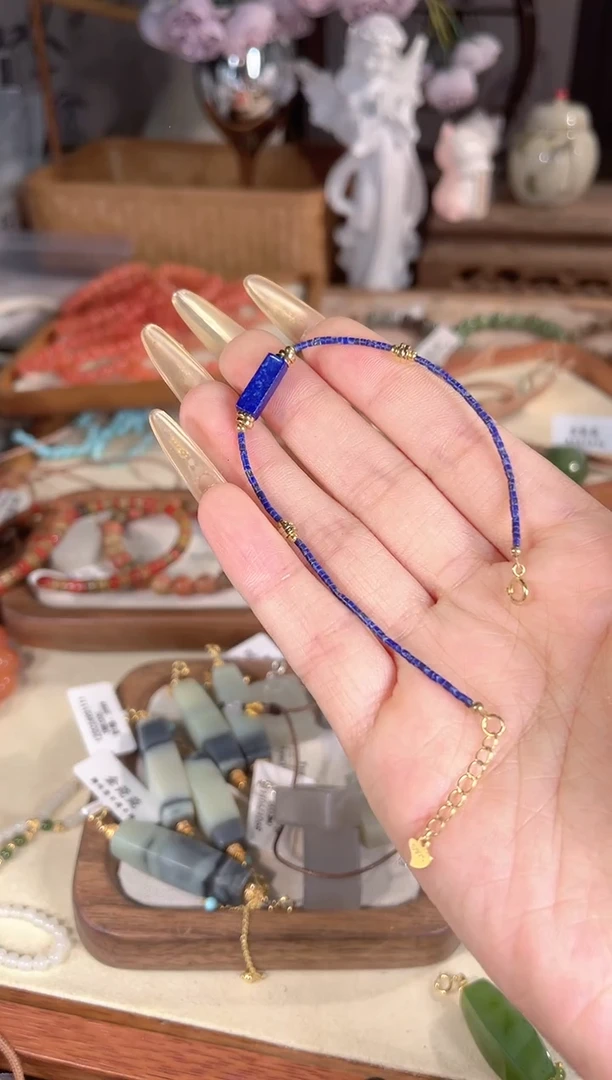 银S925镶嵌青金石手链多样性发其一