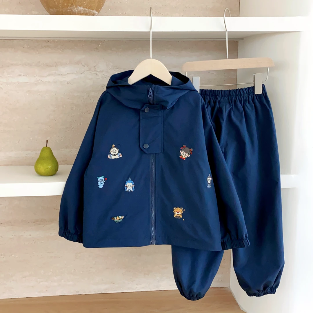 儿童套装2025秋季新款男女童宝宝连帽冲锋衣两件套Z251020T