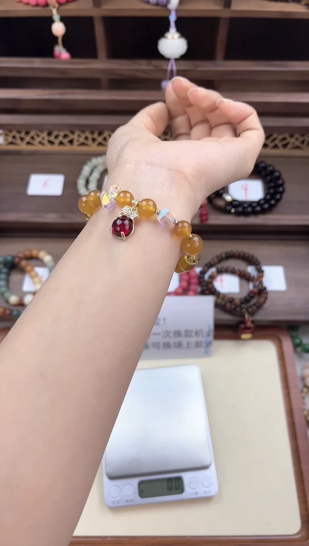 【闪购商品】玛瑙/玉髓手链未镶嵌黄玛瑙单圈手串016