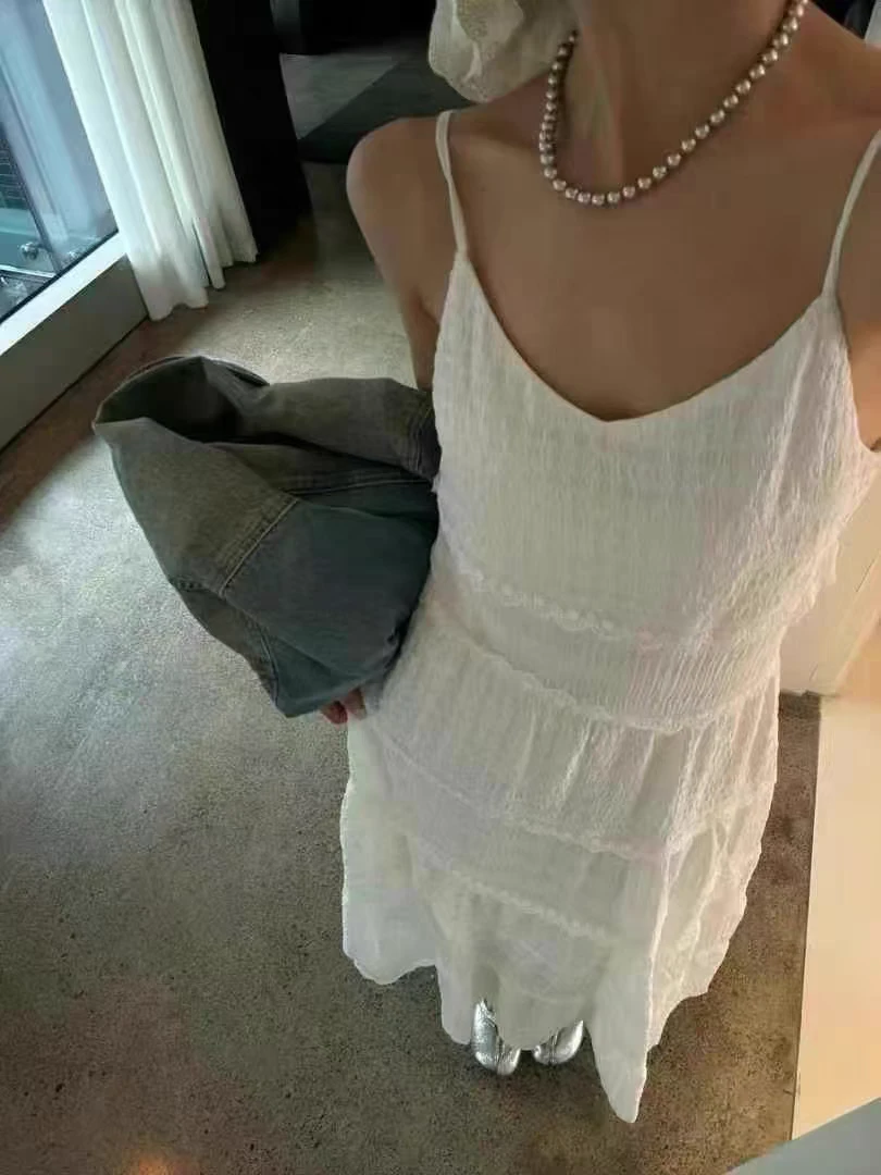 蕾丝拼接吊带连衣裙女