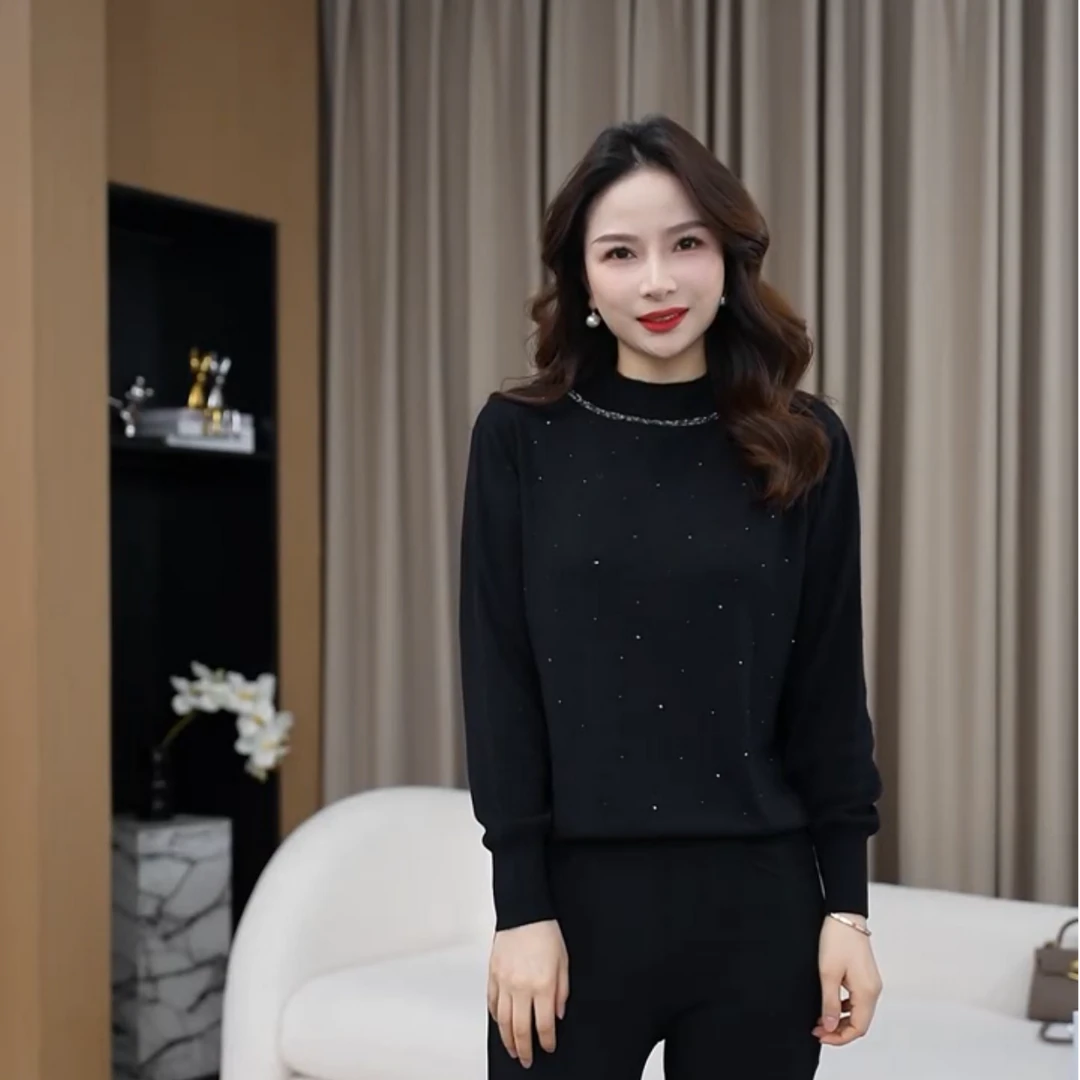 【星空烫钻】新年定制半高领针织毛衣