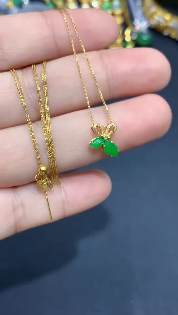 翡翠18K金镶嵌颈饰366-春日珠宝