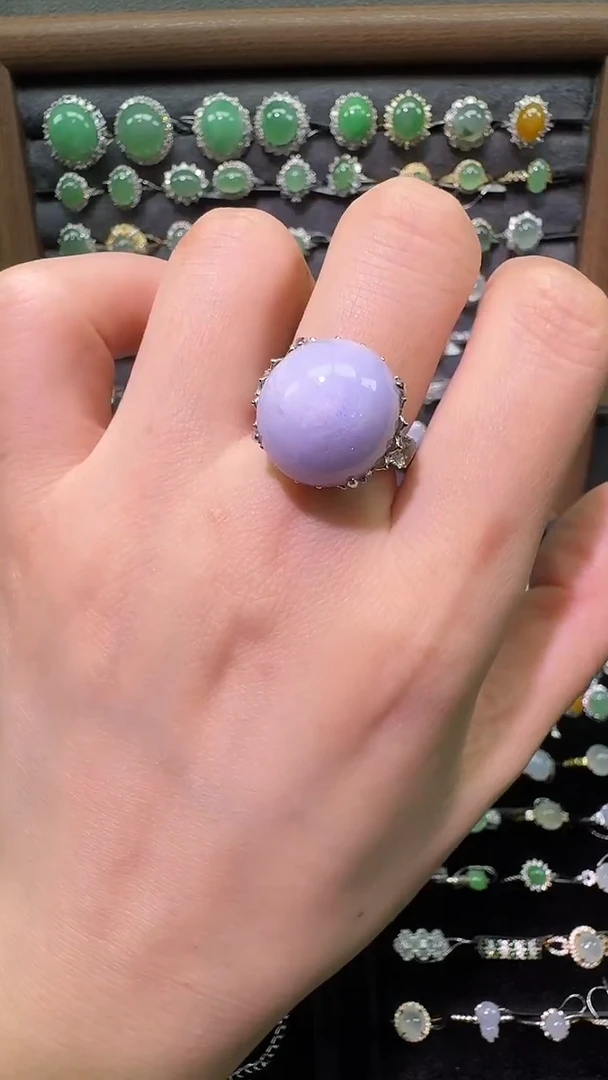 银S925镶嵌戒指翡翠戒指50