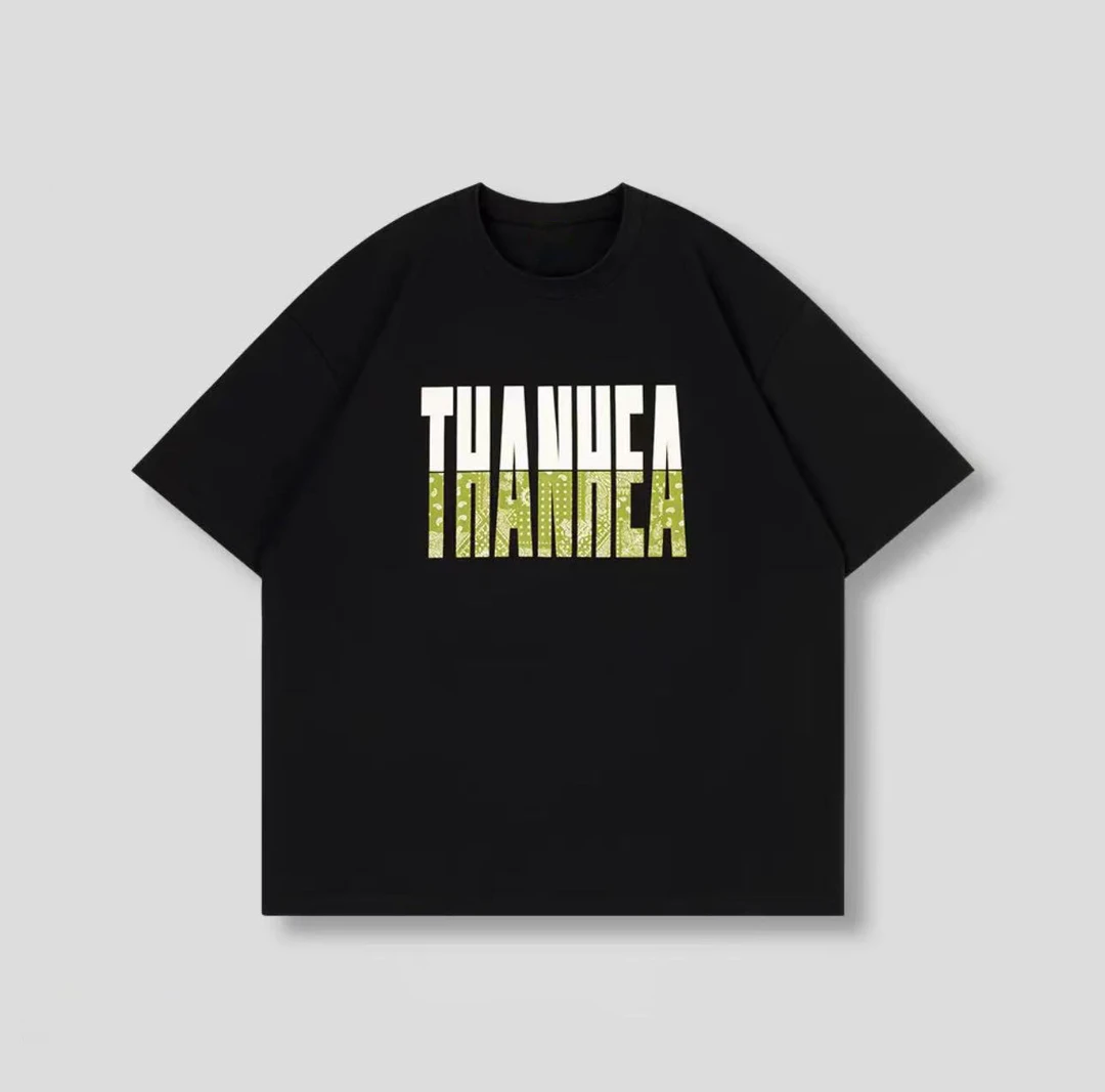 百搭纯棉休闲春夏宽松圆领美式休闲T恤--双拼THA