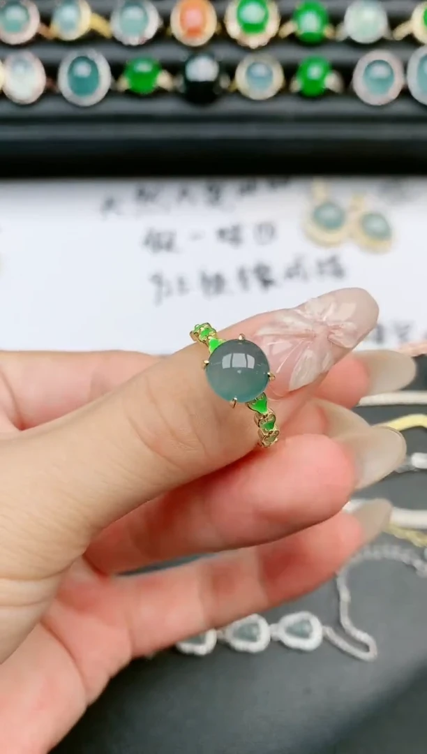 翡翠戒指银S925镶嵌1111111