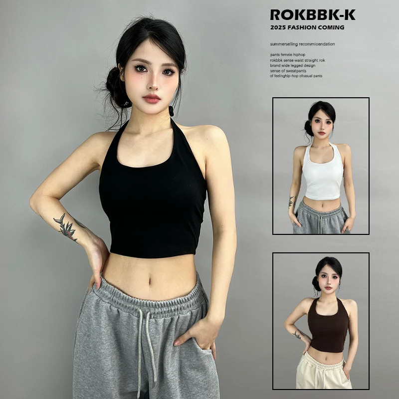 ROKBBK－K/布韩辣妹性感露背吊带背心女外穿带胸垫美背嘻哈爵士