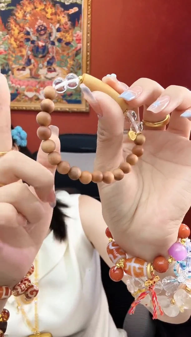 未镶嵌颈饰水晶五条经文老山檀手串