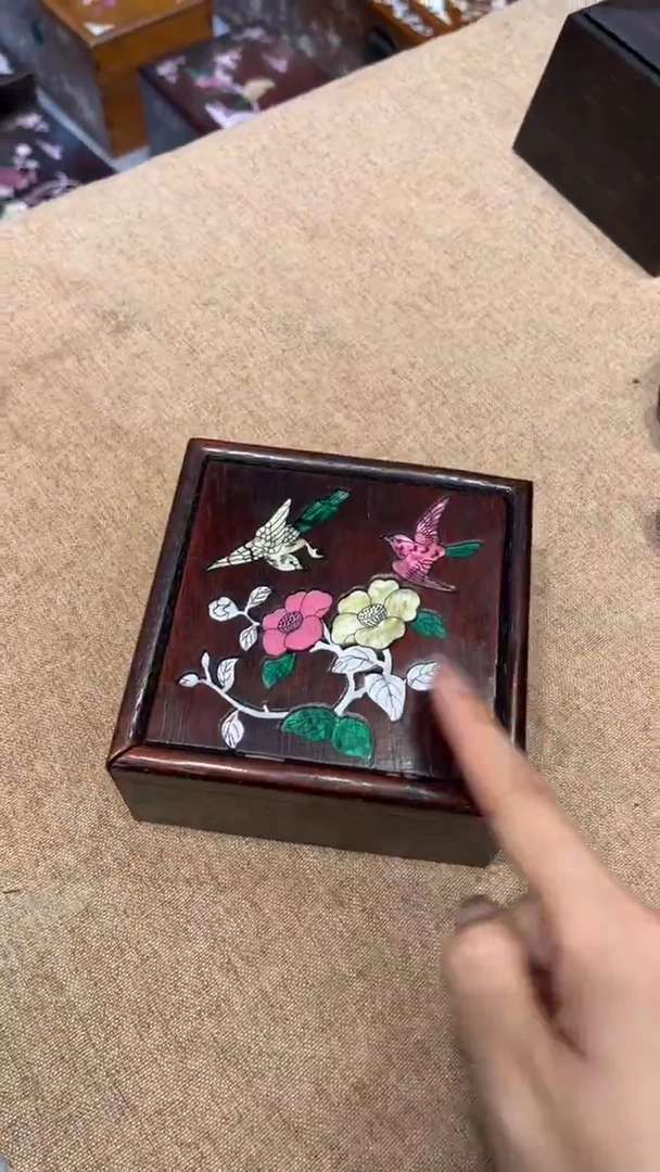 木花开富贵方形抽拉盒