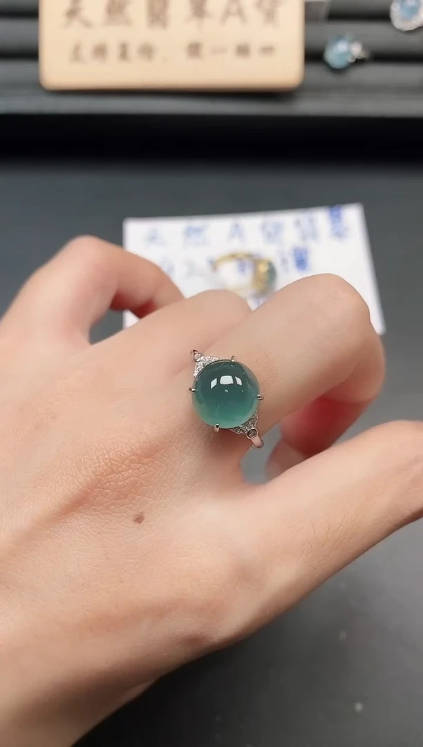 银S925镶嵌戒指翡翠11