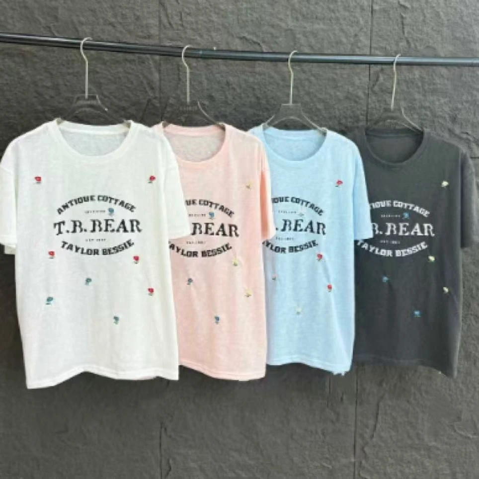 【锦衣服饰】XM 7009韩系百搭字母印花圆领短袖T