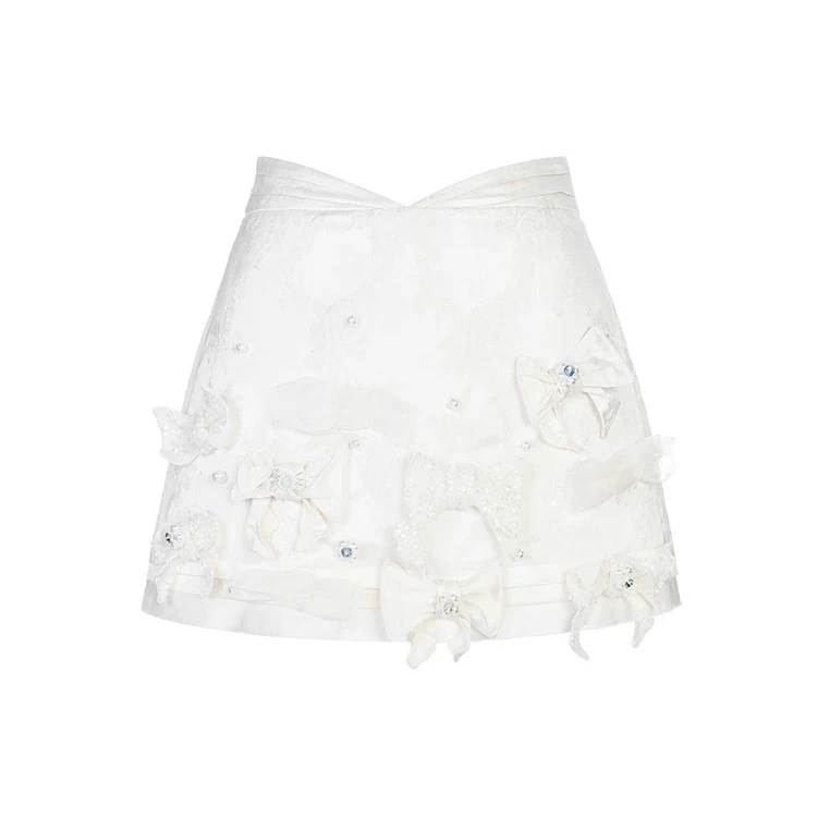 LeFame/拉飞姆2025夏季新款穿搭蝴蝶结提花A字半裙女LF25X31SS109